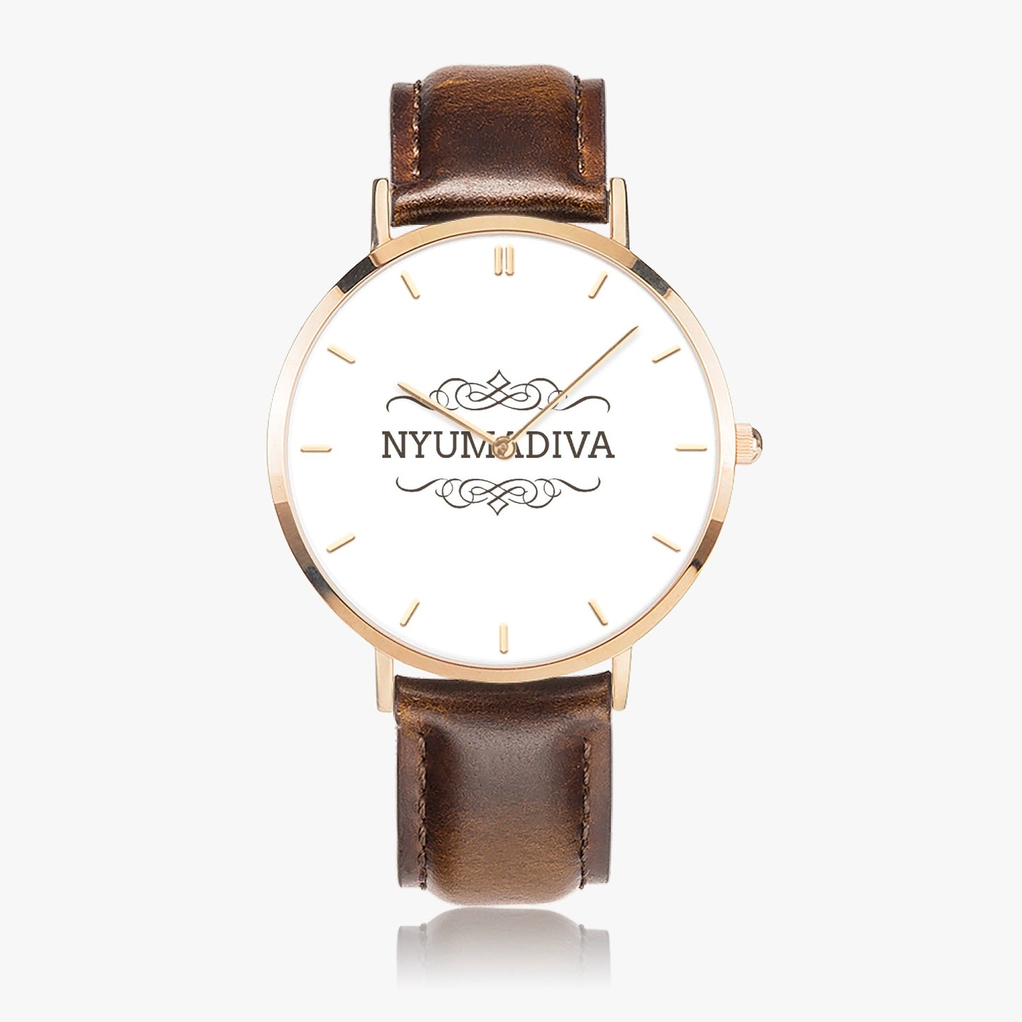 Nyumadiva Ultra-Thin Leather Strap Quartz Watch