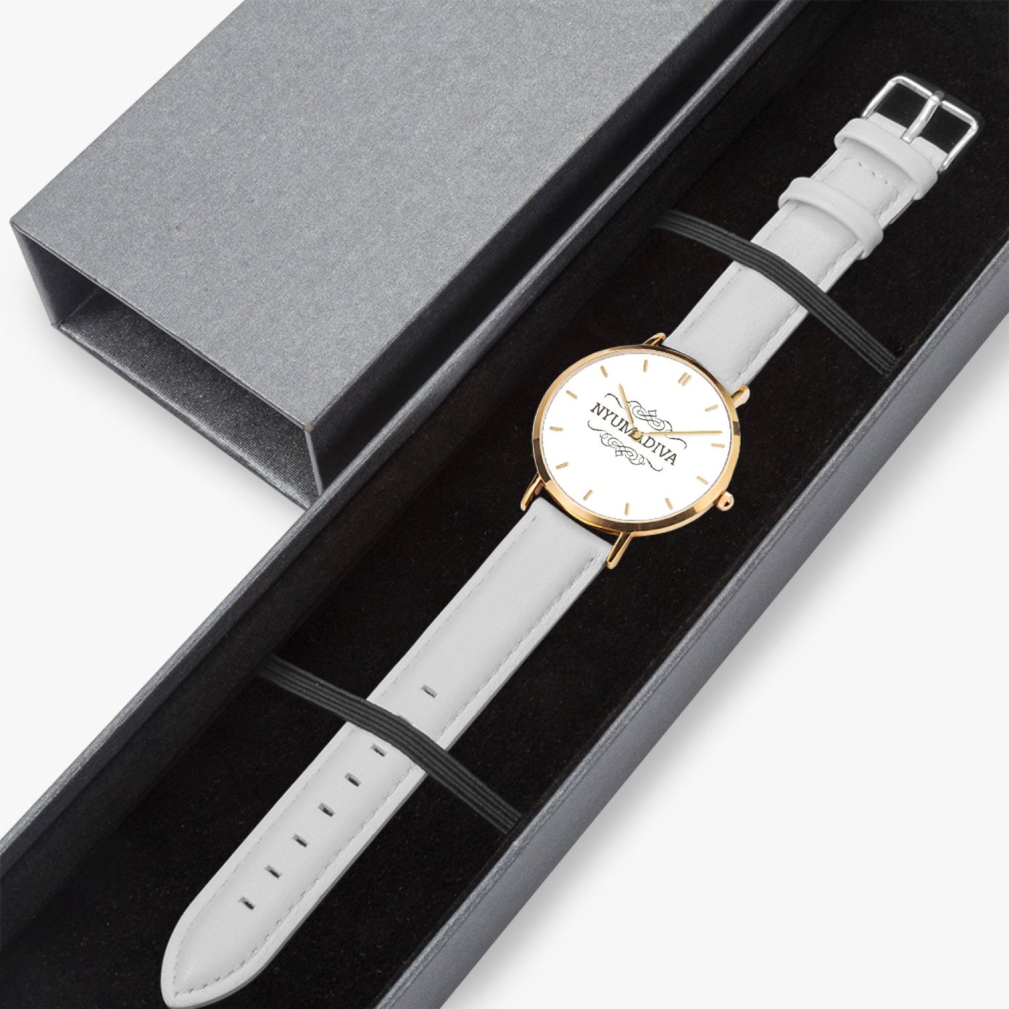 Nyumadiva Ultra-Thin Leather Strap Quartz Watch