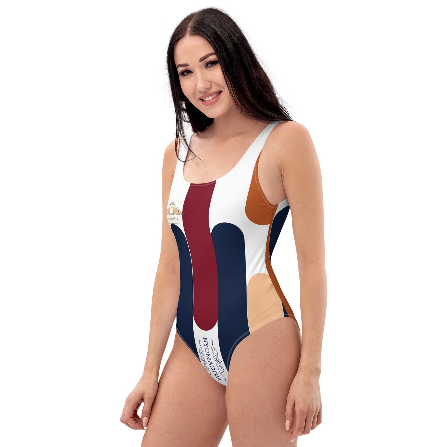 Half Colored Circle One-Piece Swimsuit