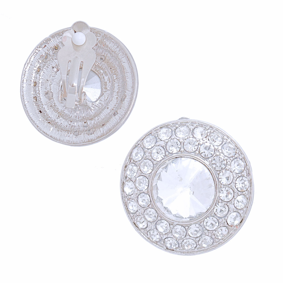 Clip On Small Silver Dome Earrings for Women