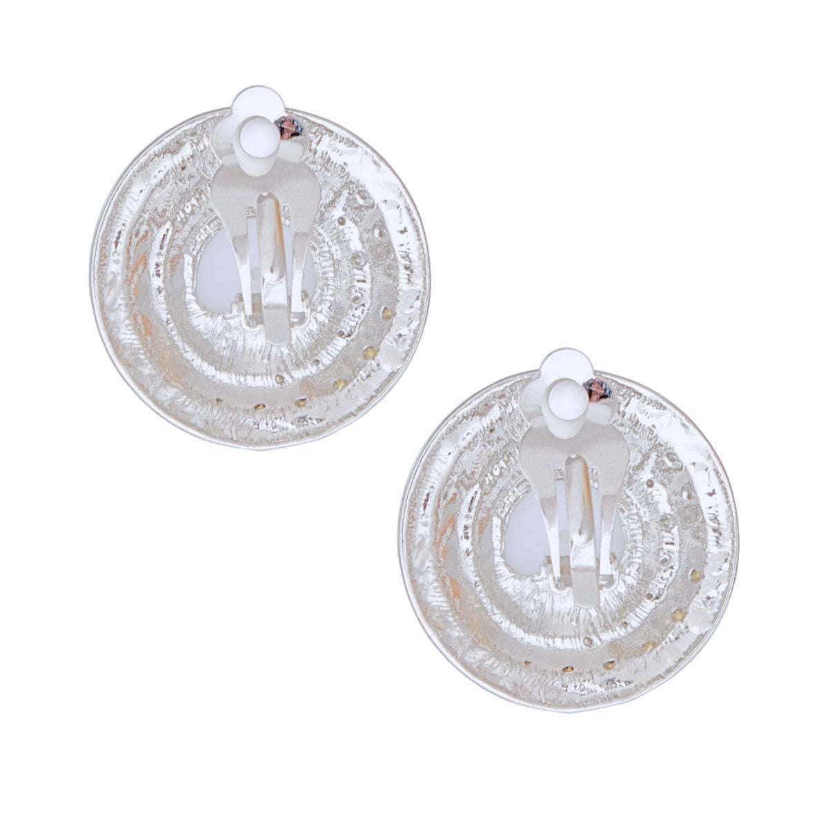 Clip On Small Silver Dome Pearl Earrings Women