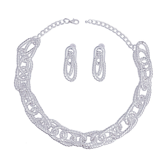 Chain Necklace Silver Double Link Set for Women