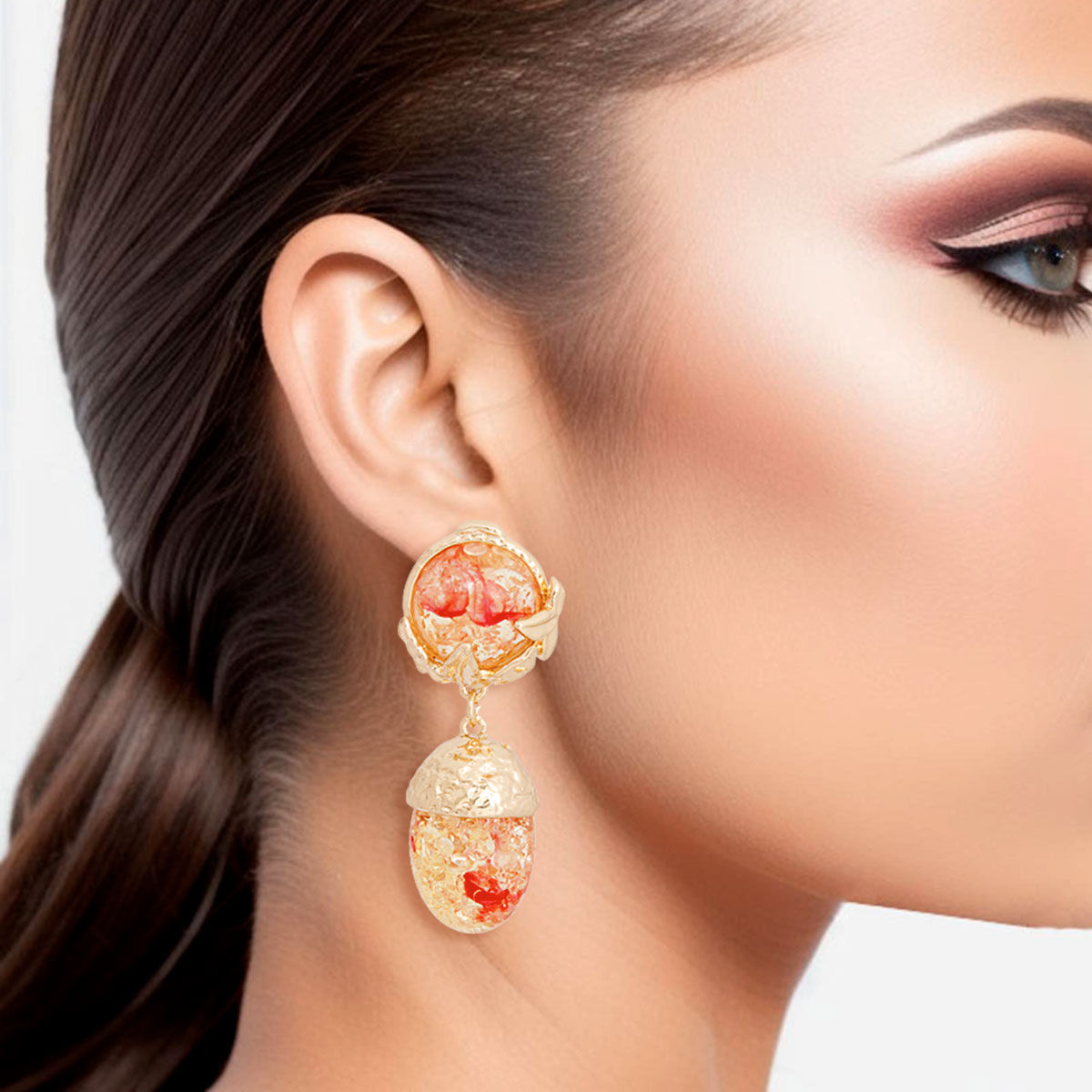 Drop Pink Gold Medium Statement Earrings for Women