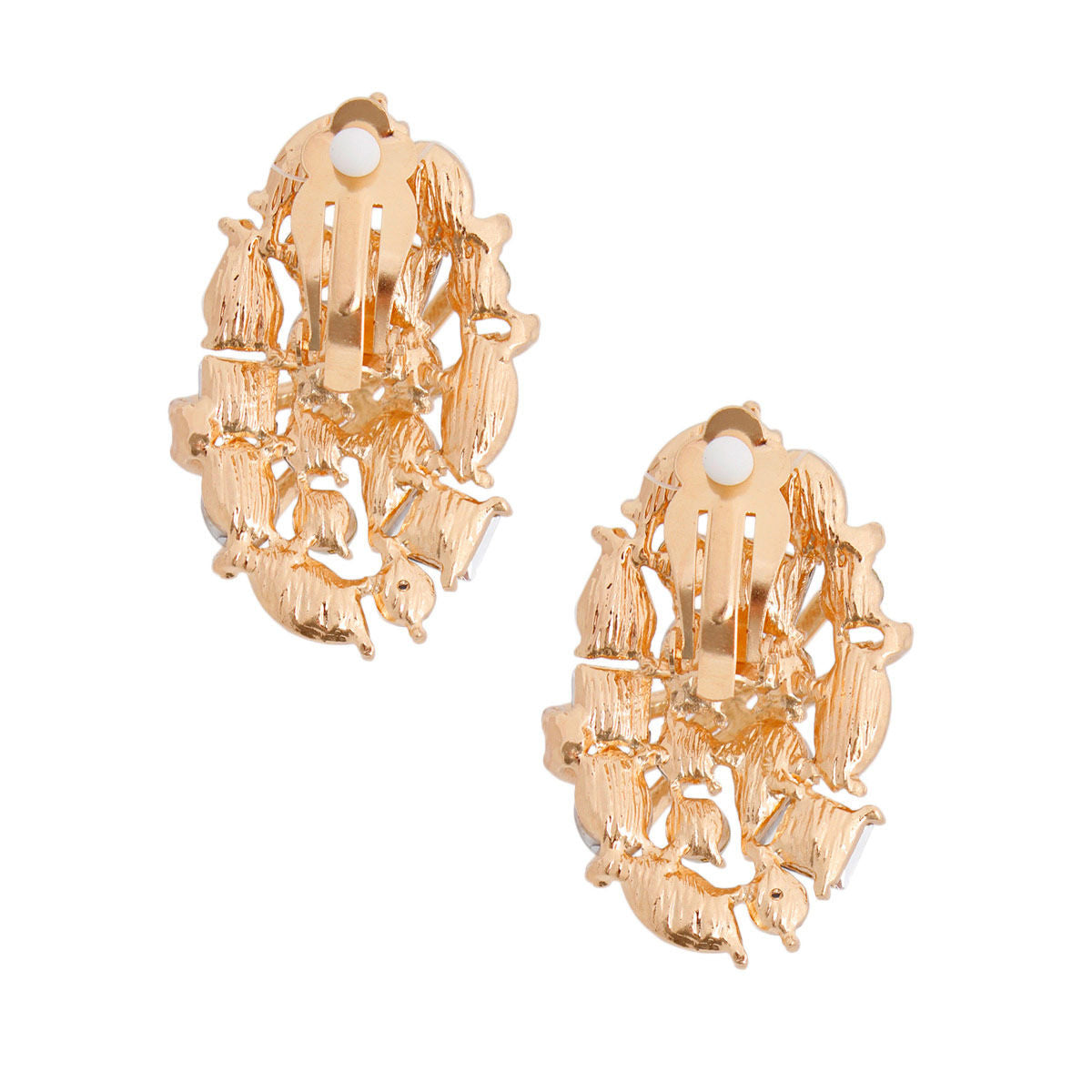Clip Ons Medium Gold Oval Dome Earrings for Women