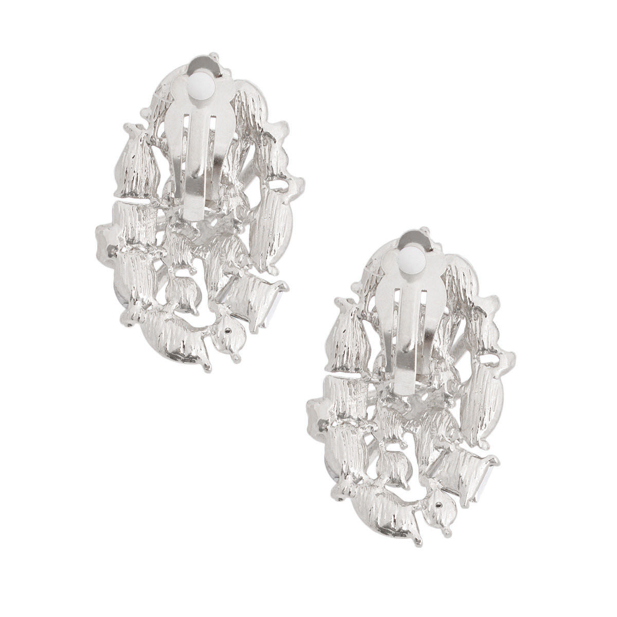 Clip Ons Medium Silver Oval Dome Earring for Women