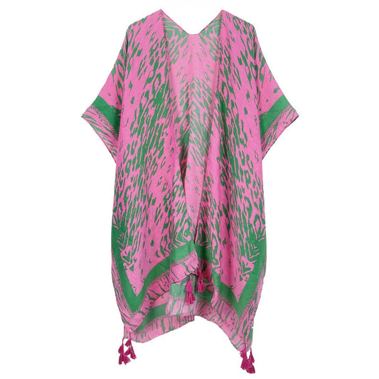 Kimono Animal Print Pink and Green for Women