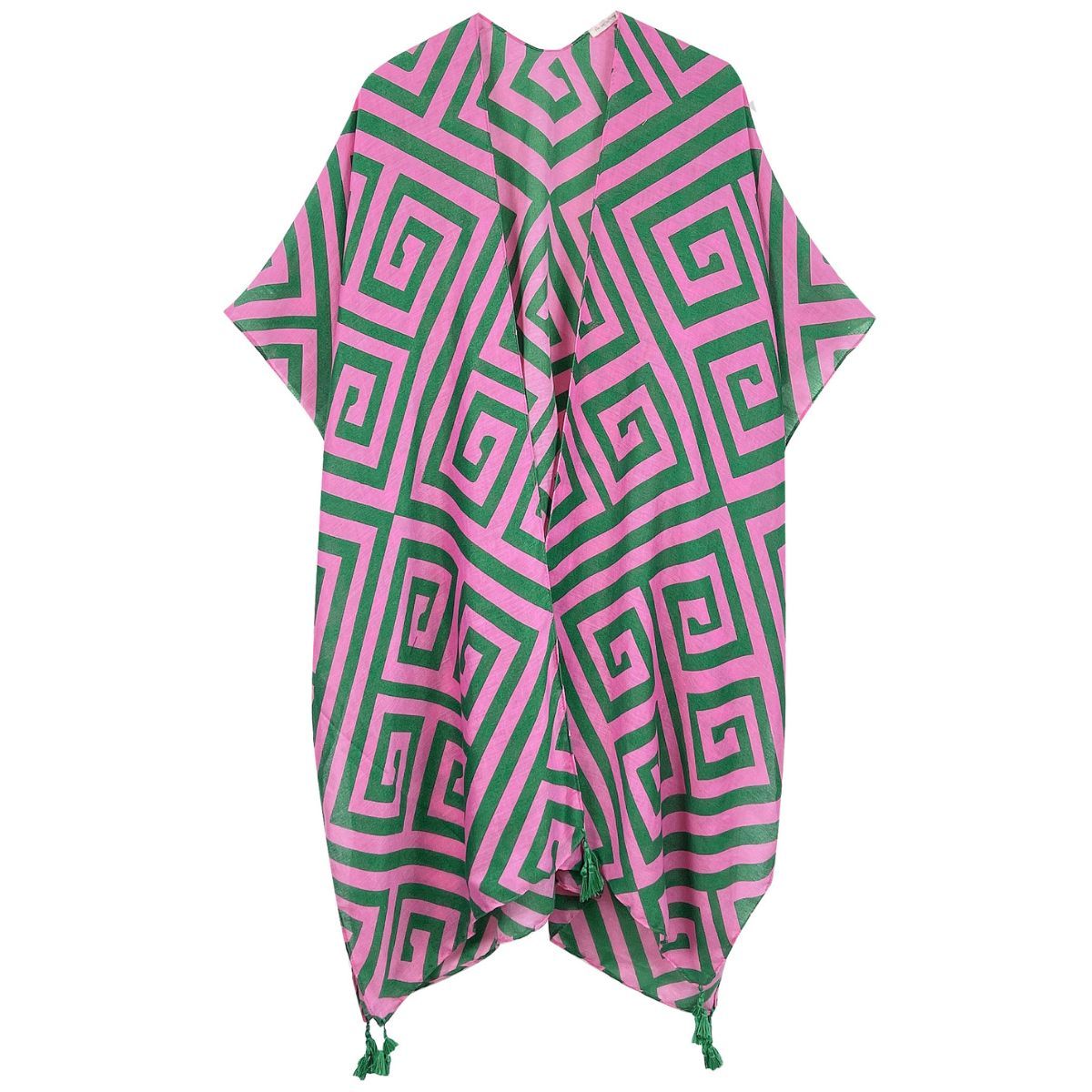 Kimono Grecian Print Pink and Green for Women