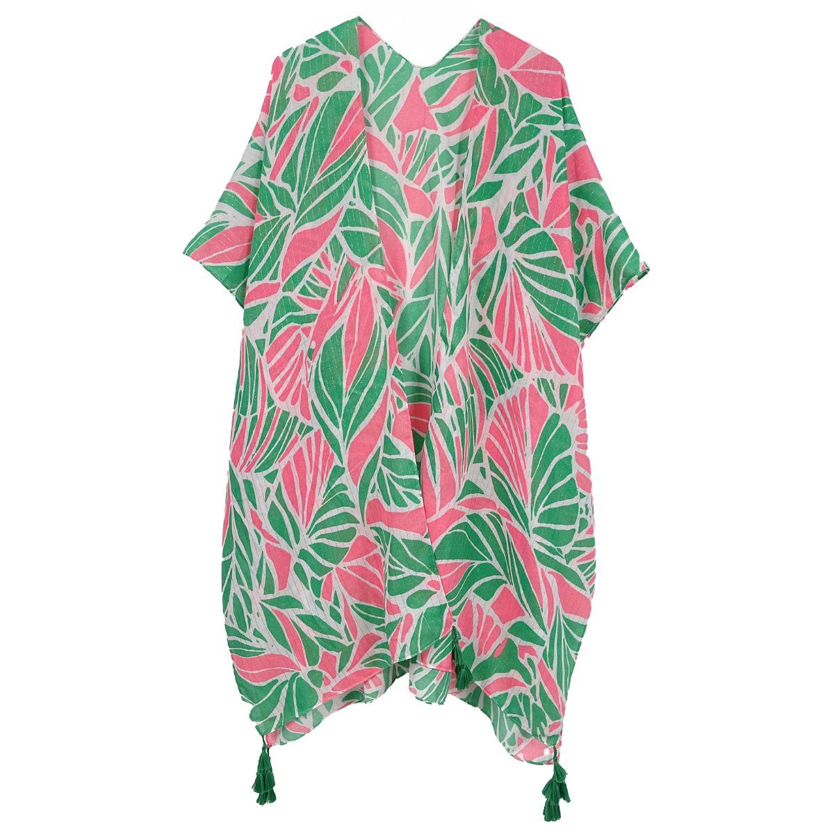 Kimono Lurex Tropical Pink Orange and Green Women