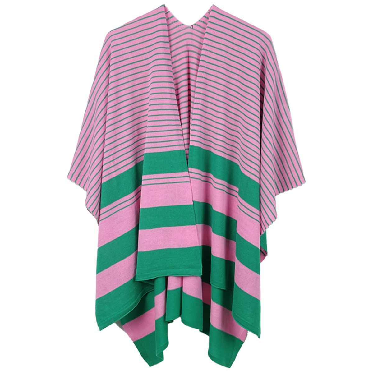 Ruana Kimono Striped Pink and Green for Women