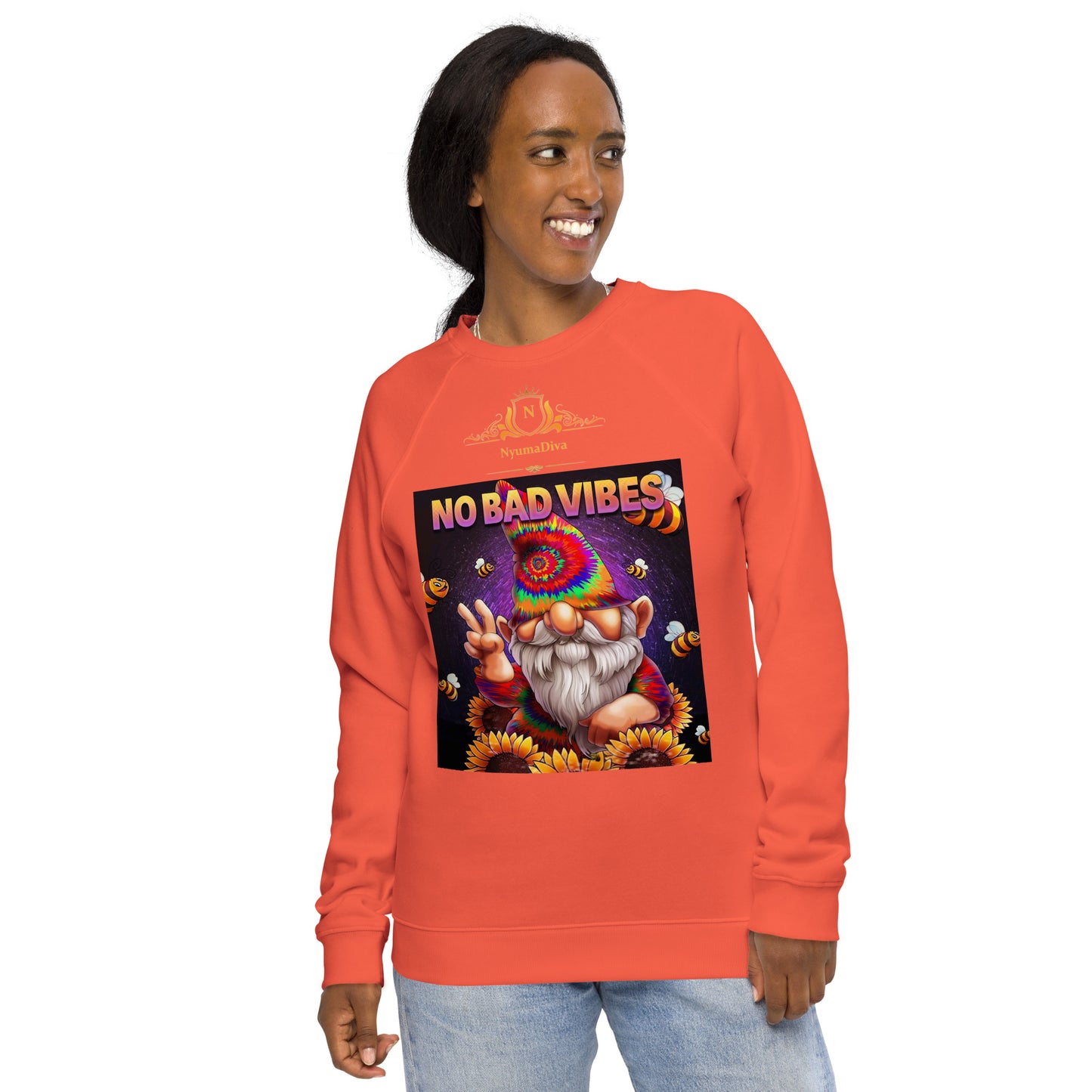 No Bad Vibe Unisex organic raglan sweatshirt
