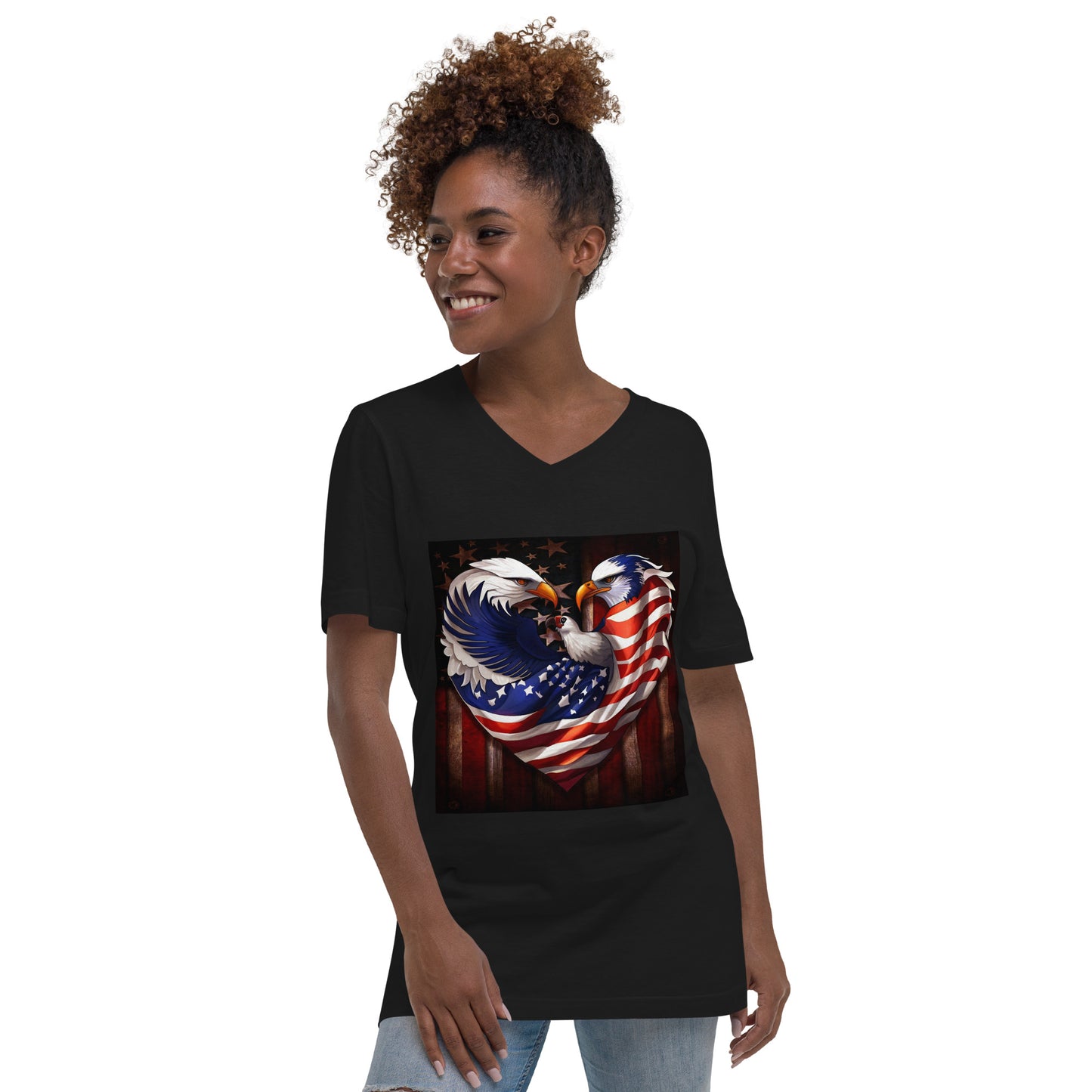 Eagle Flag Unisex Short Sleeve V-Neck T-Shirt