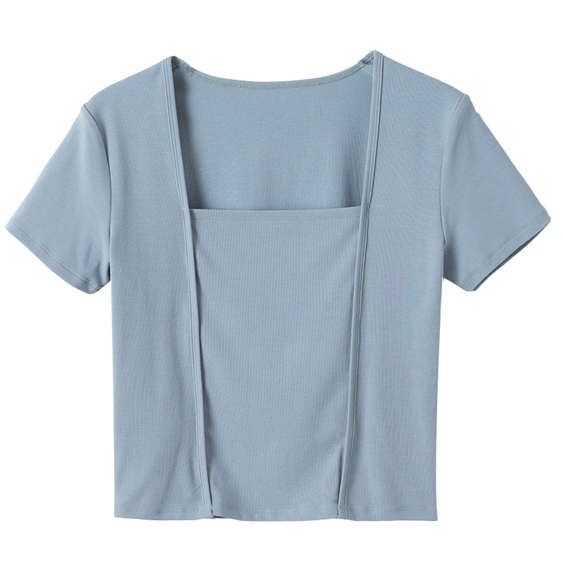Women's Solid Color Square Neck Top
