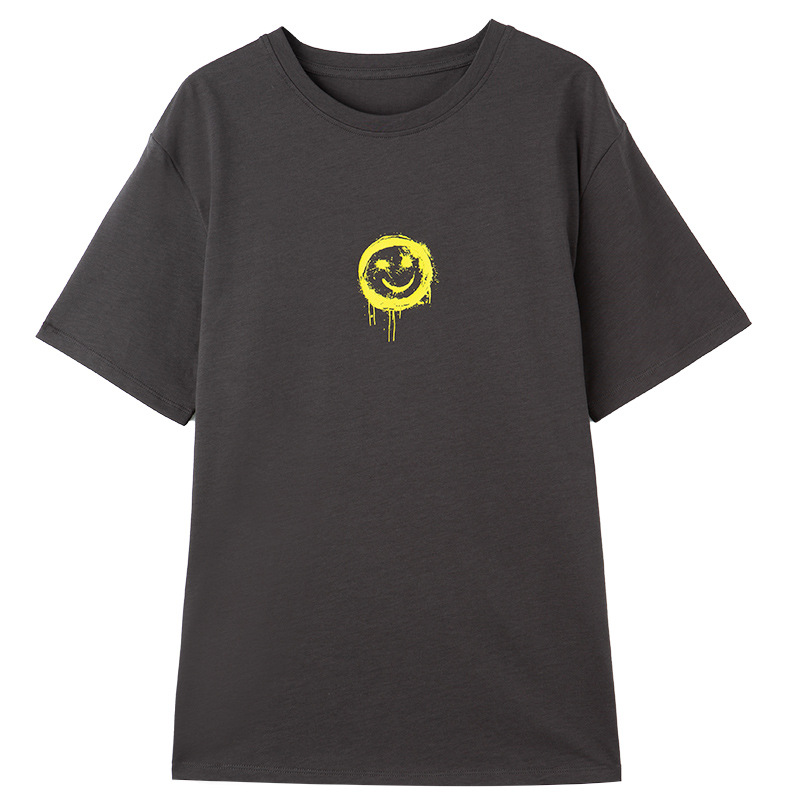 Women's Round Neck Smile Print T-Shirt