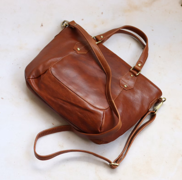 Waxy Leather Epsom Double Handle Tote Bag