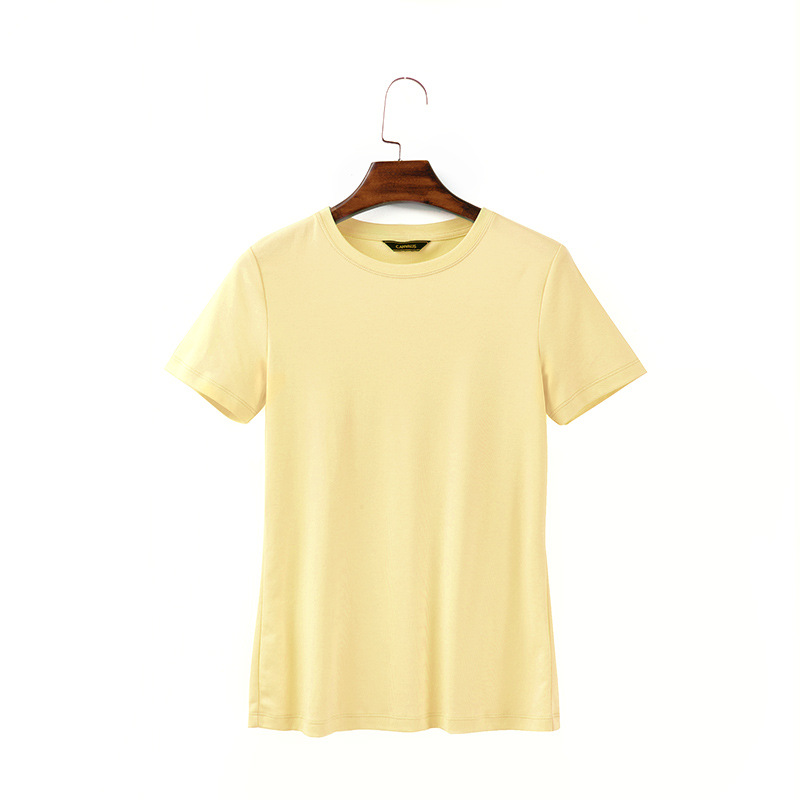 Women's Solid Color Crewneck Cotton T-Shirt