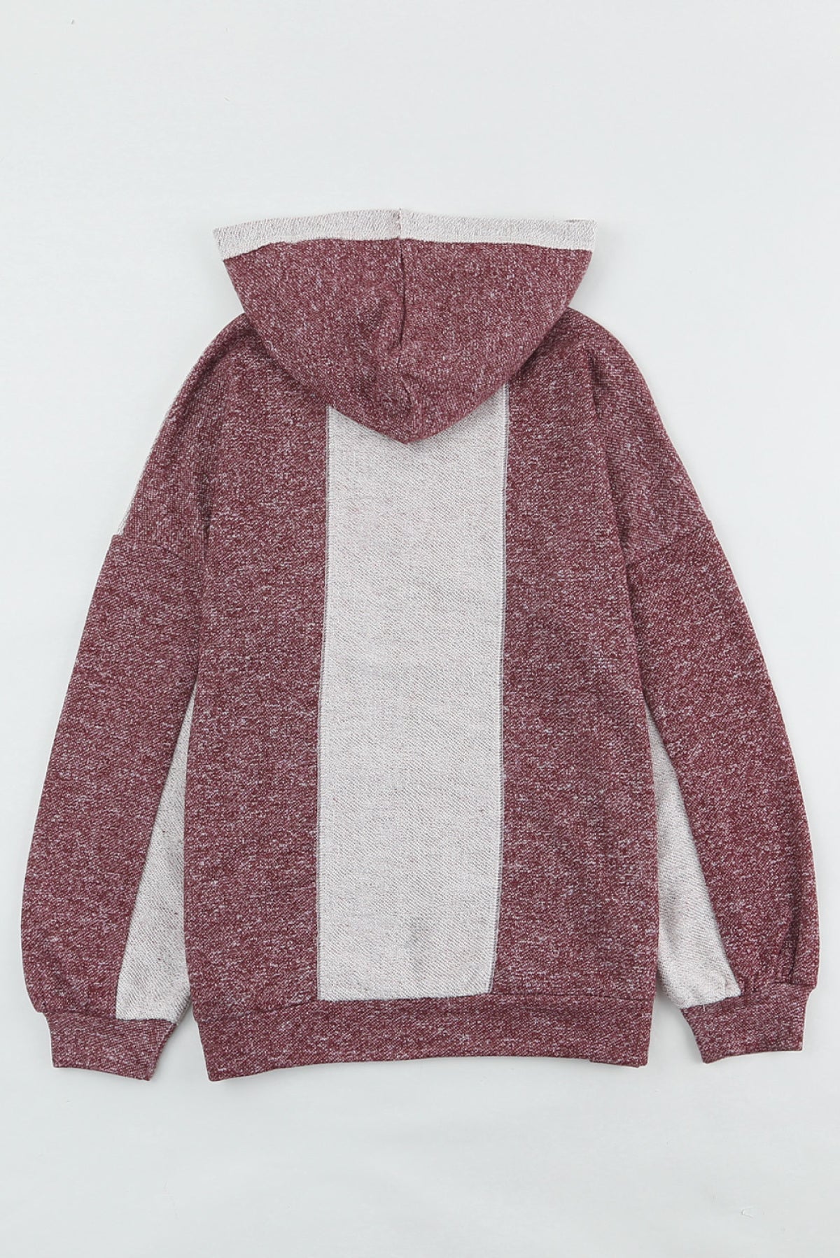 Pink Chevron Color Block Hooded Sweatshirt With Kangaroo Pocket