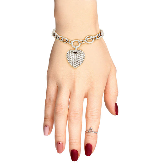 Silver Bling Heart Charm Bracelet