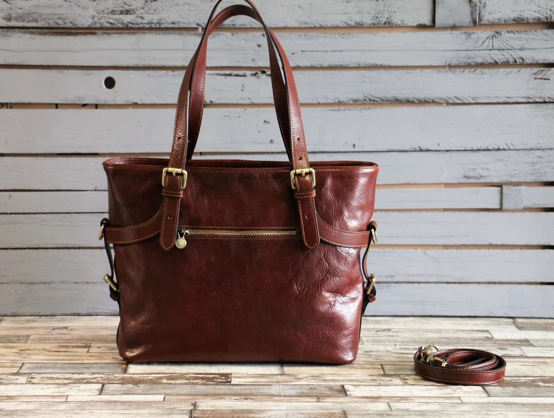 Retro Waxy Leather Large-Capacity Tote Bag