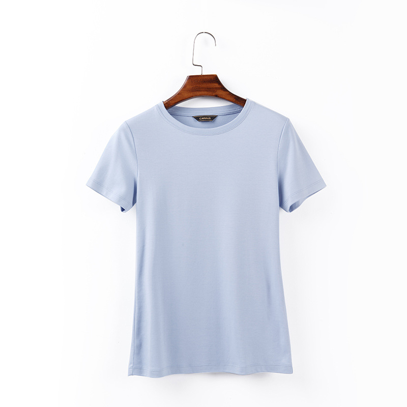 Women's Solid Color Crewneck Cotton T-Shirt