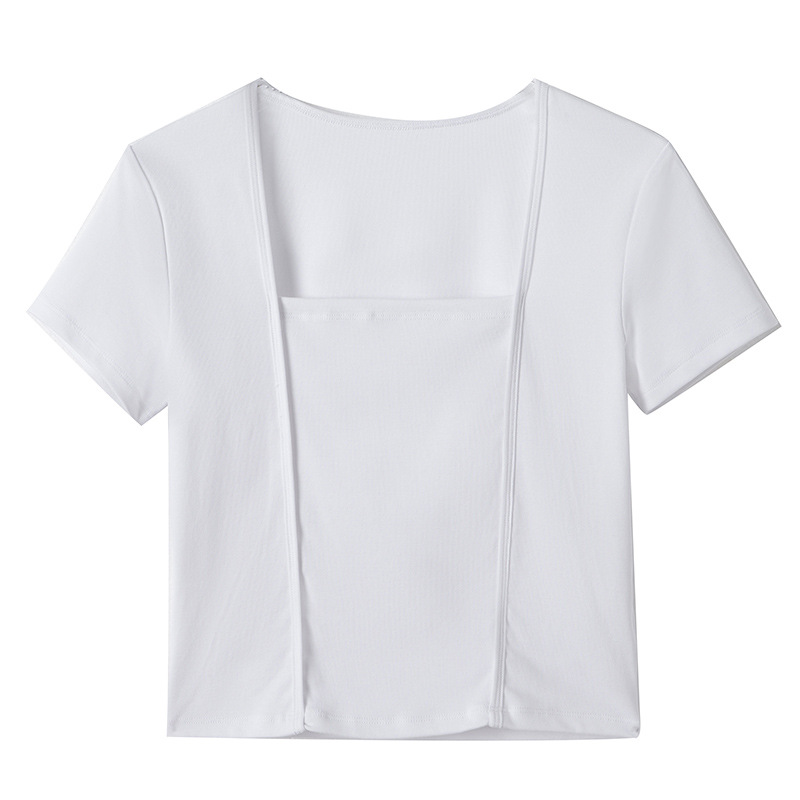 Women's Solid Color Square Neck Top