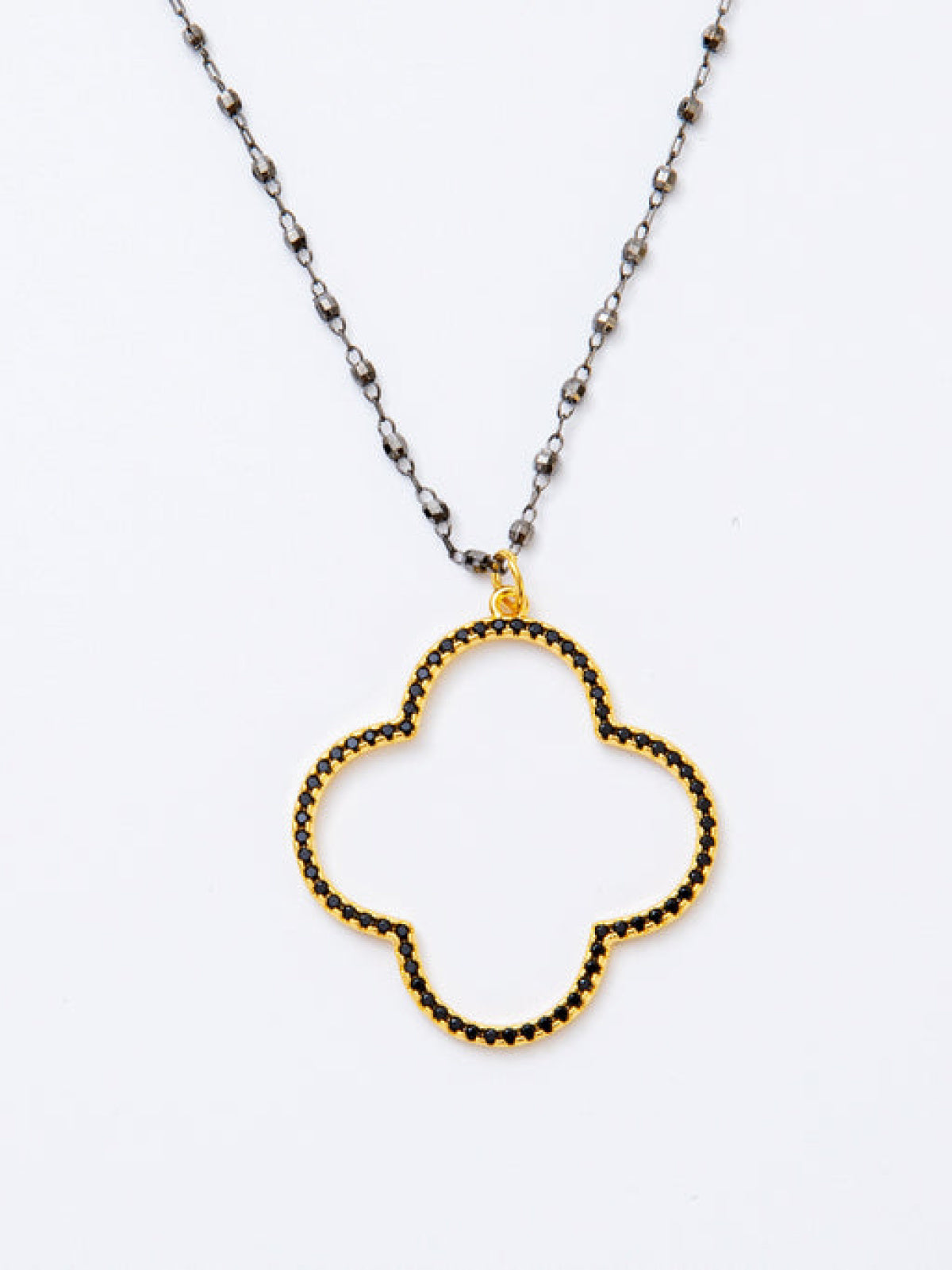 Melania Clara Large Pave Crystal Clover Pendant Necklace