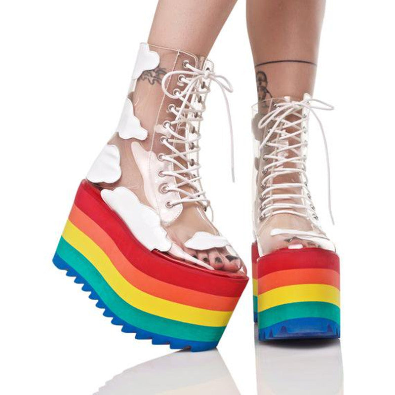 Rainbow thick bottom fashion boots