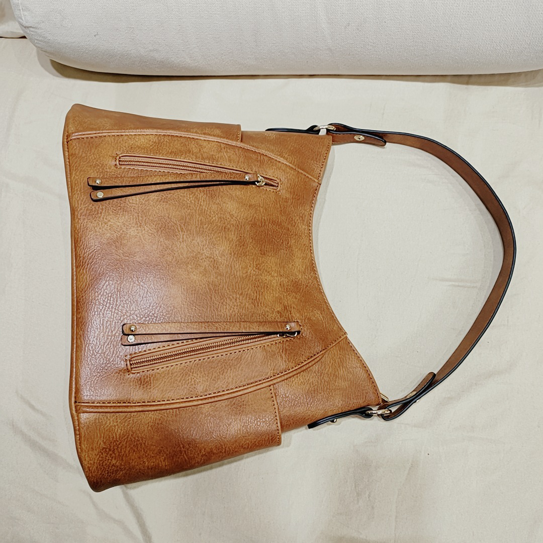 Retro Tassel Zipper Solid Color Tote Bag