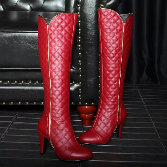 Women's High Knee Zipper Boots