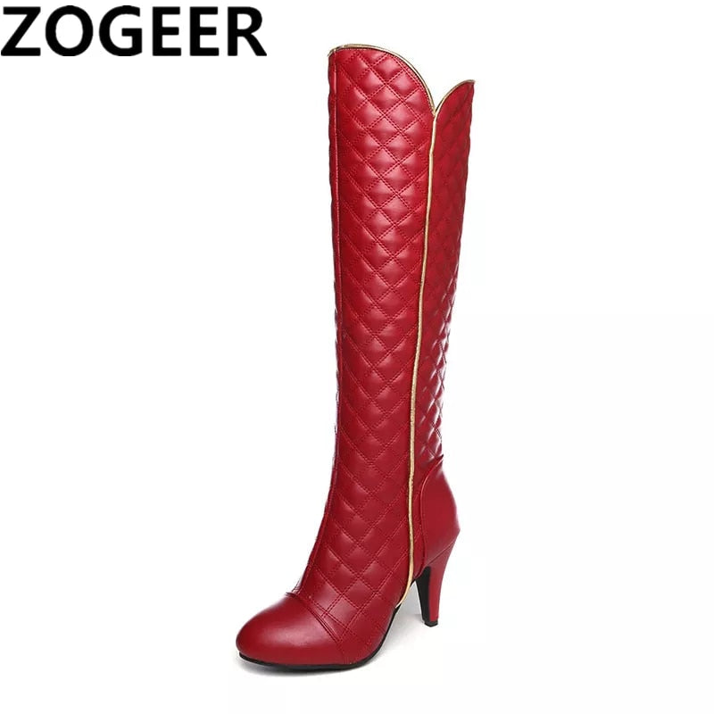 Women's High Knee Zipper Boots