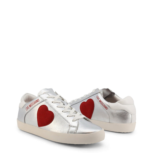 Love Moschino Silver Heart Sneakers