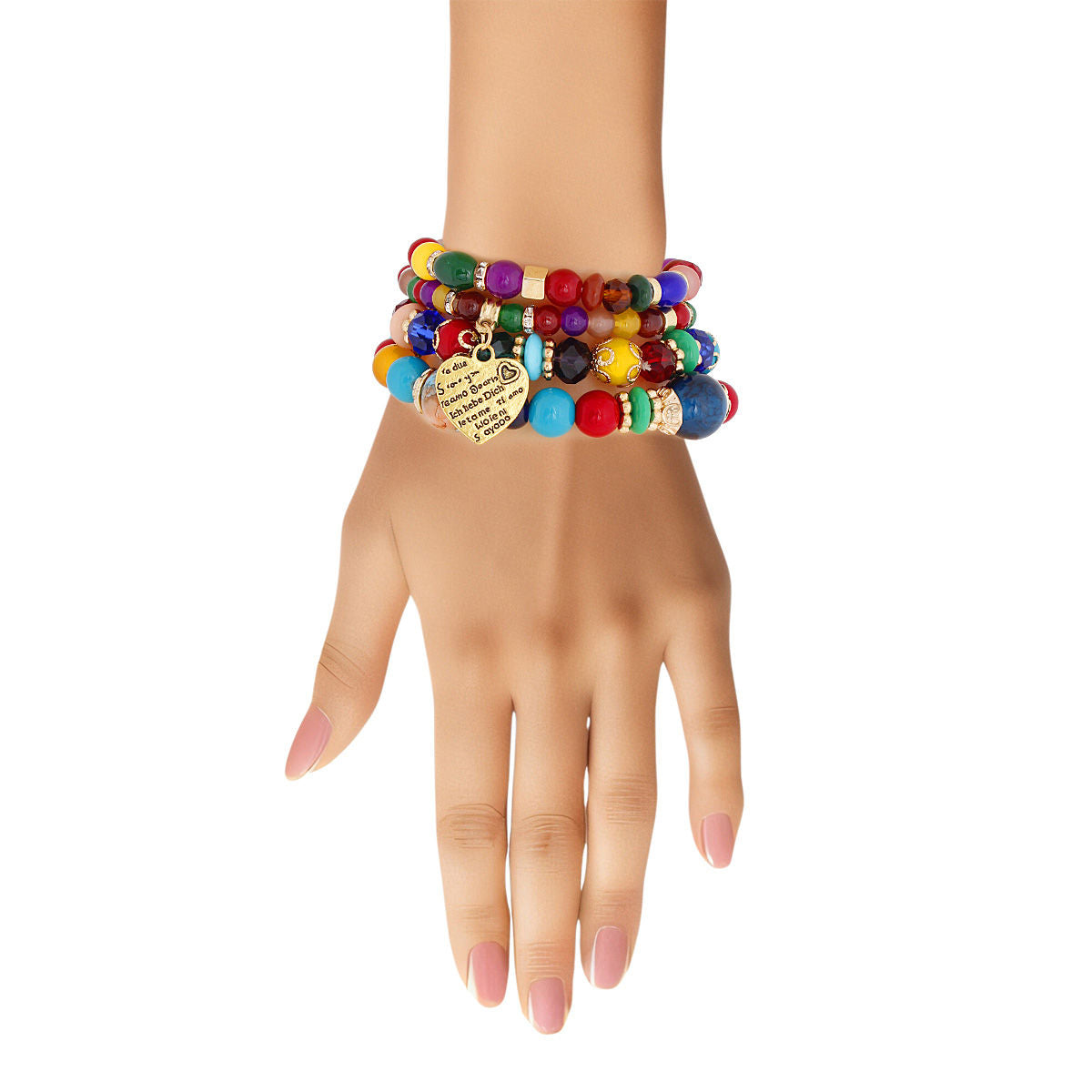 Rainbow Stone Glass Love Bracelets