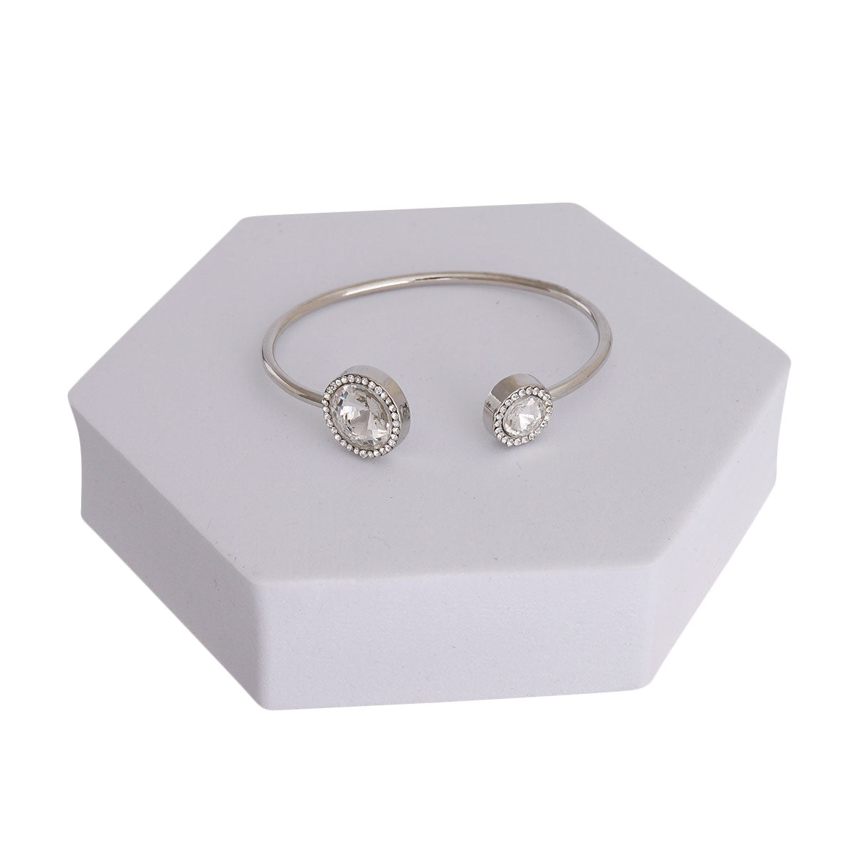Silver Round Crystal Bangle