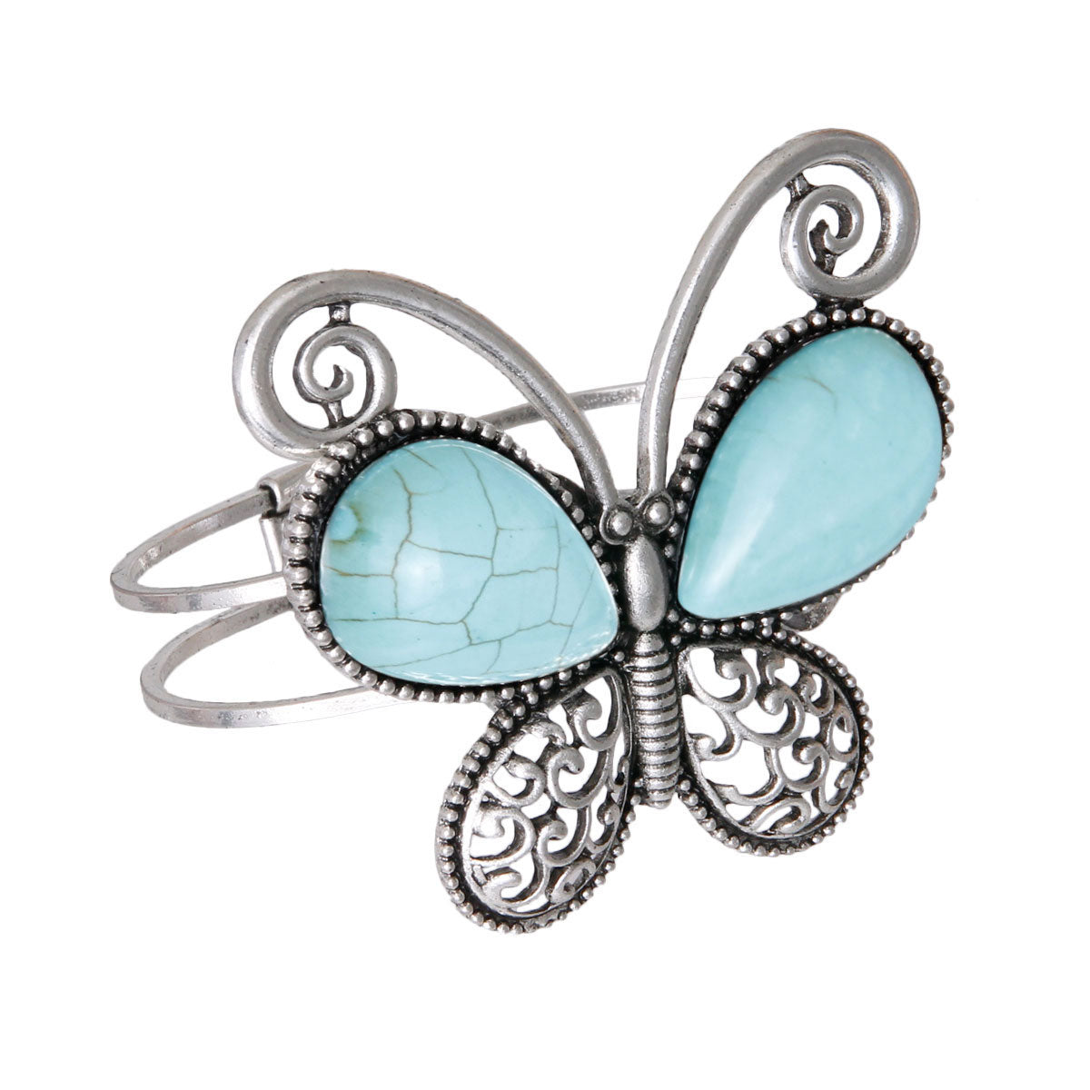 Turquoise Butterfly Hinge Cuff