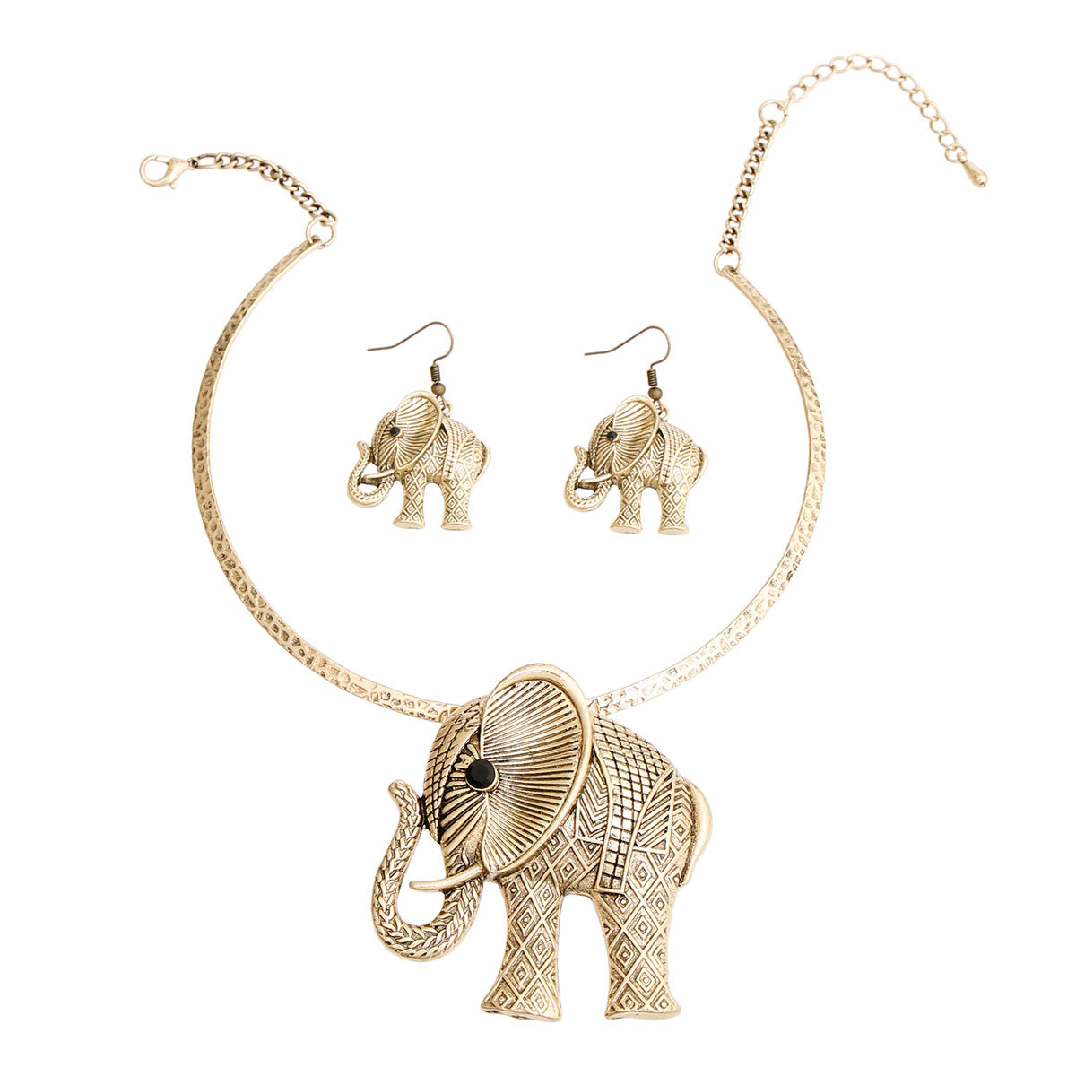 Burnished Gold Hammered Elephant Set