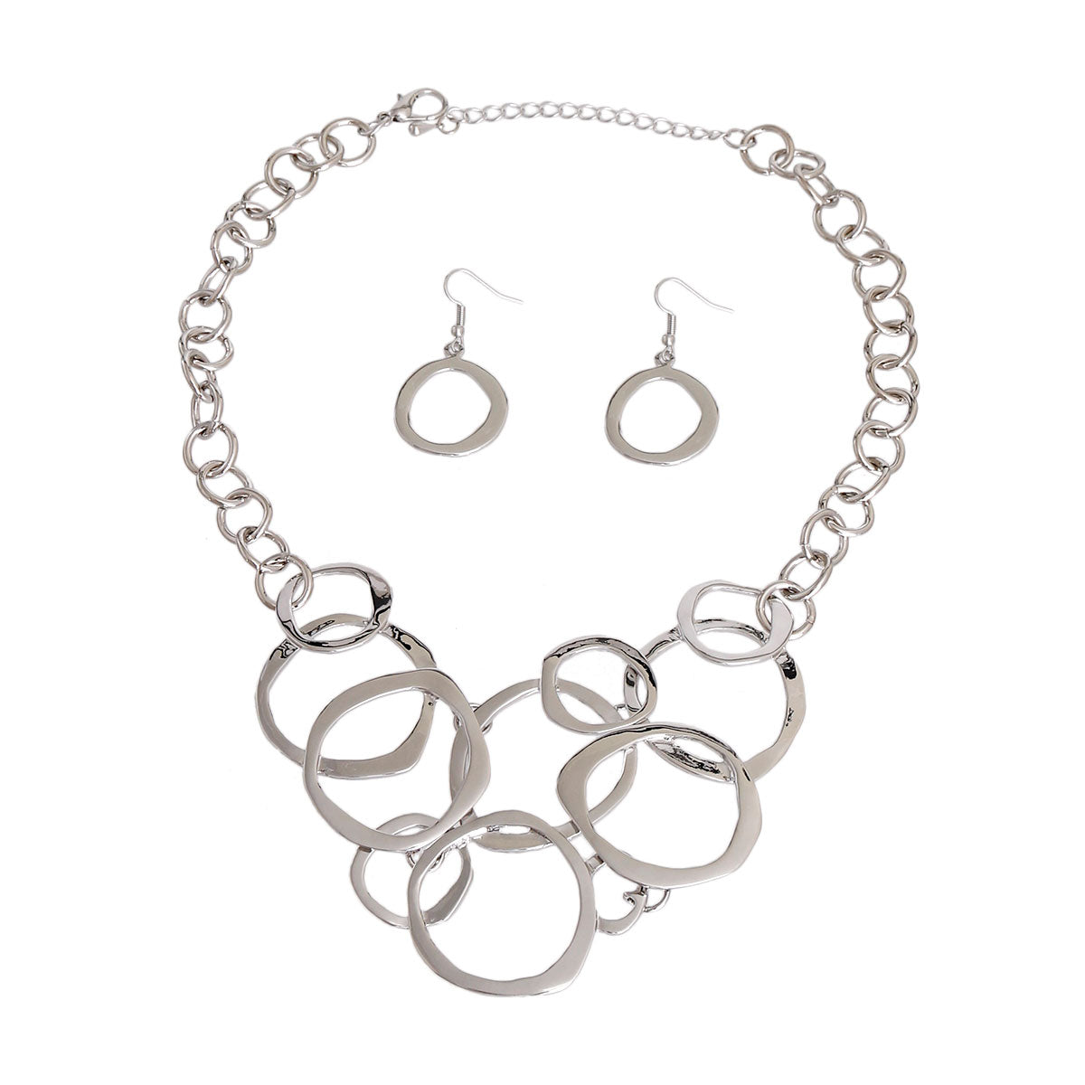 Silver Stacked Circle Collar Necklace