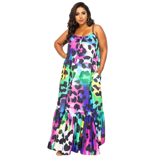 3XL Rainbow Leopard Dress