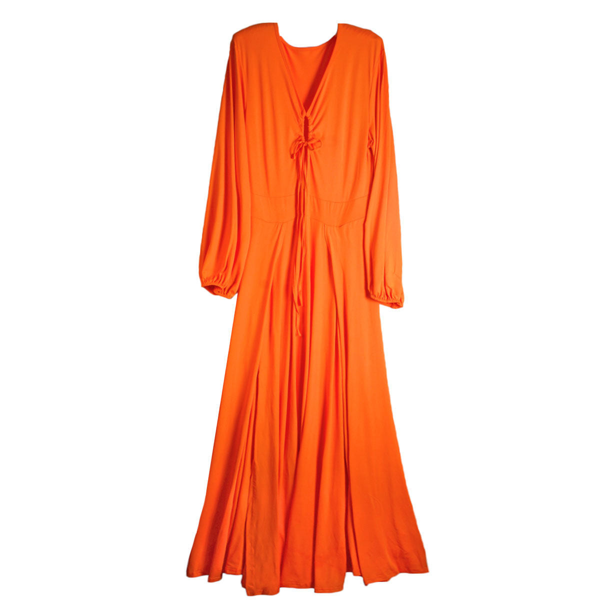 4XL Bright Orange Sexy Slit Dress