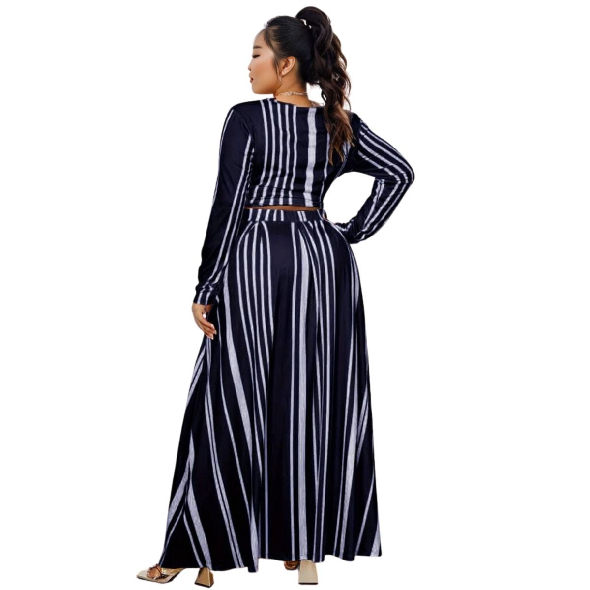 5XL Navy Stripe Outfit Set