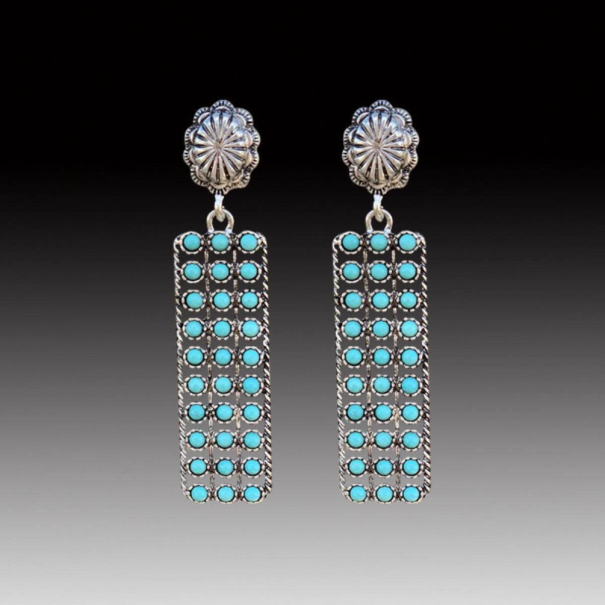 Art Deco Inlaid Turquoise Drop Earring