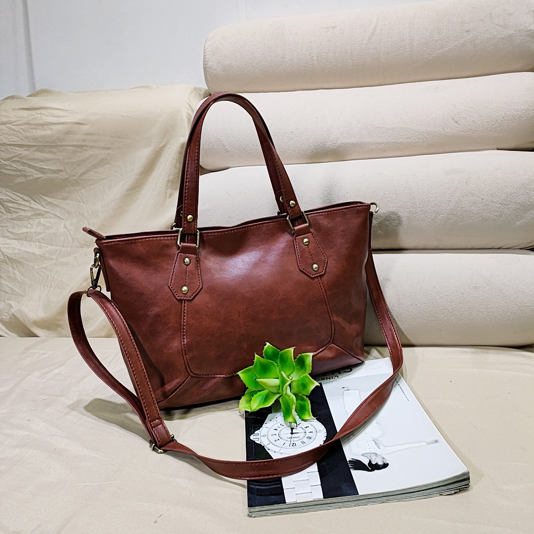 Waxy Leather Epsom Double Handle Tote Bag