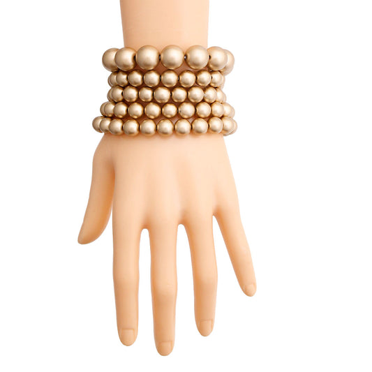 Matte Gold Pearl 5 Pcs Bracelets