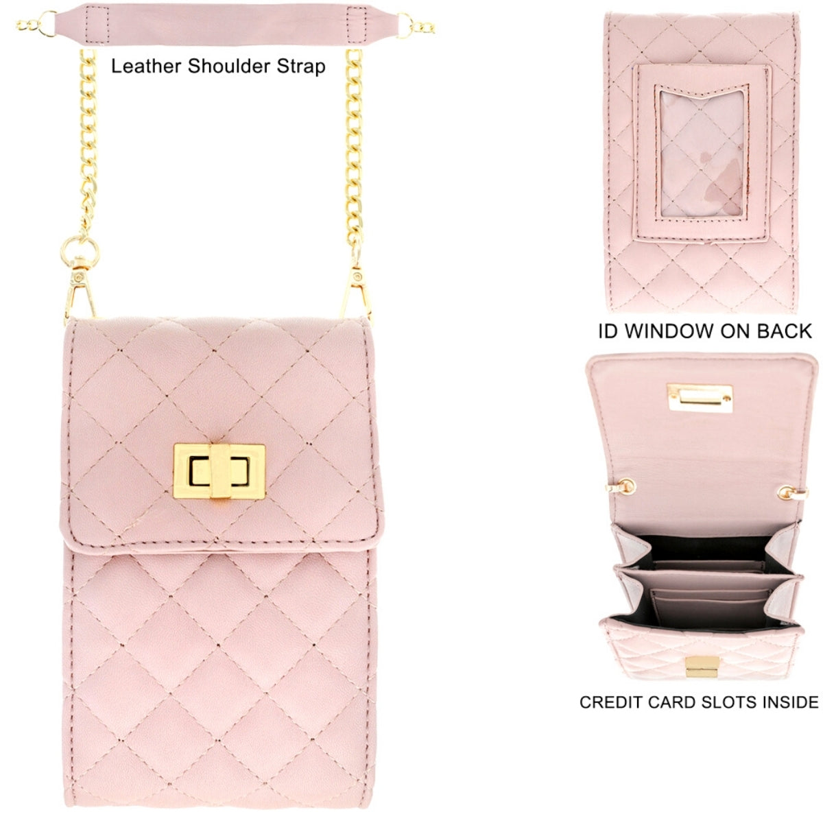 Pink Quilted Cellphone Crossbody