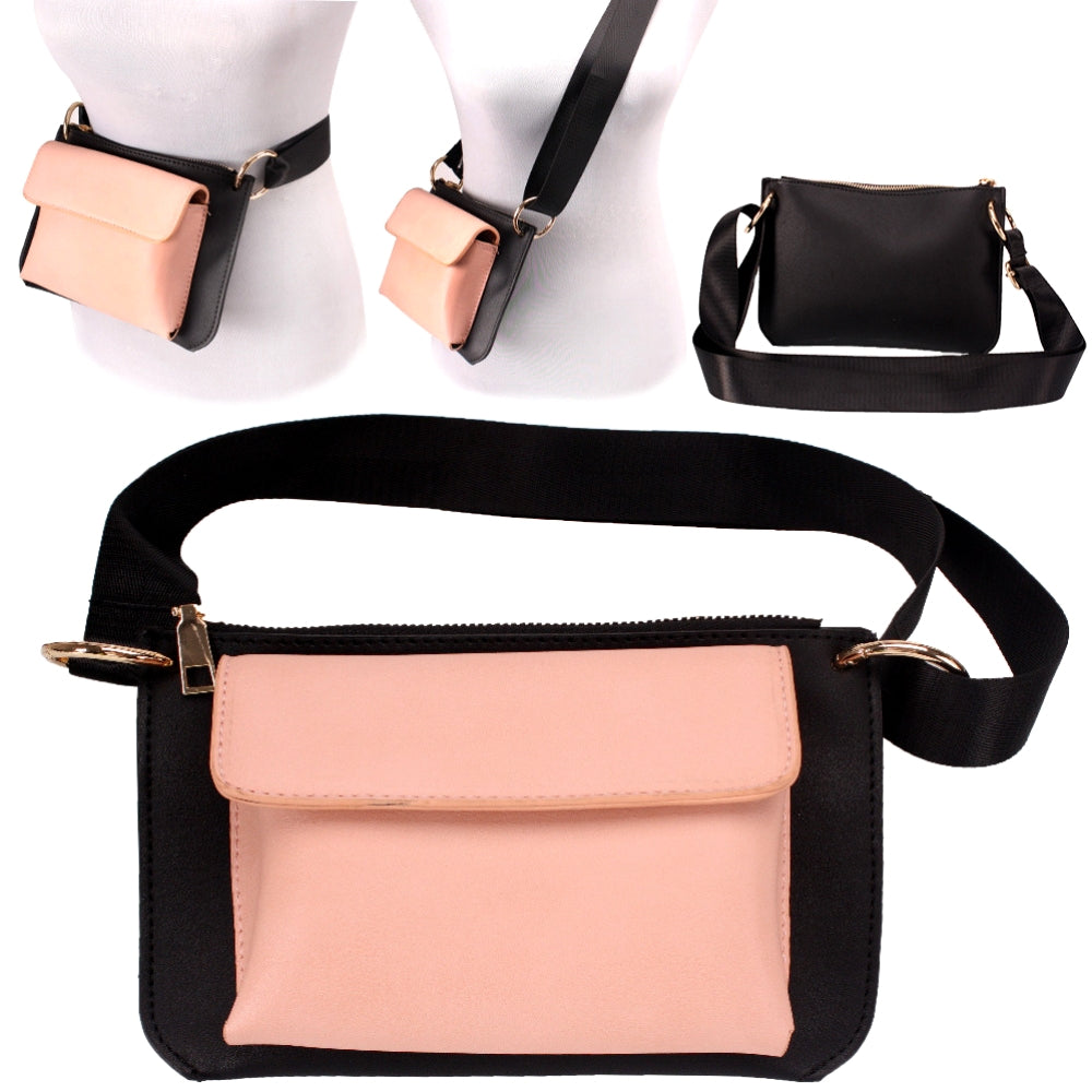 Pink Vegan Leather Fanny Pack / Cross Body Bag