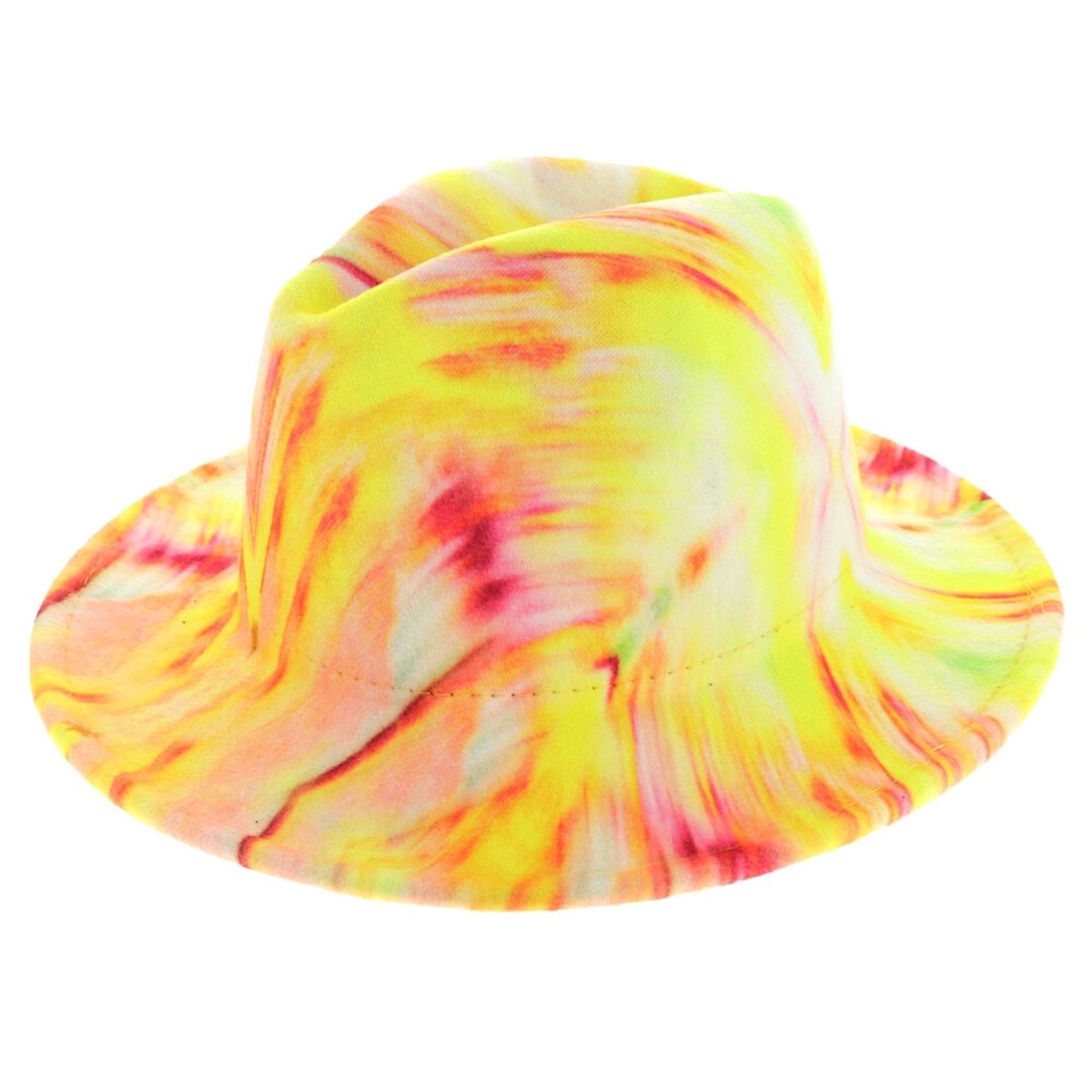Yellow Tie Dye Fedora Hat