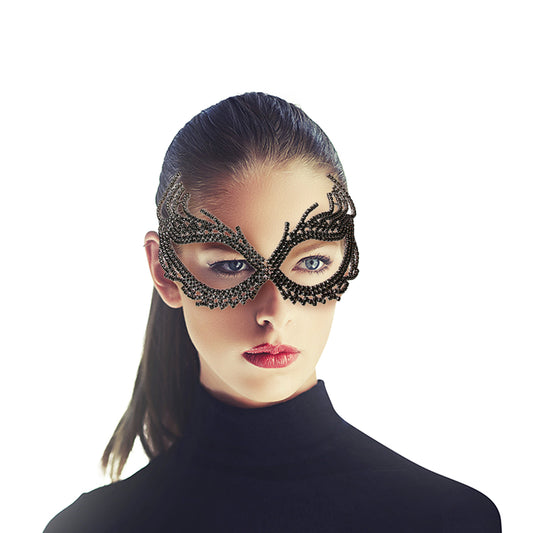 Black Rhinestone Rigid Butterfly Mask