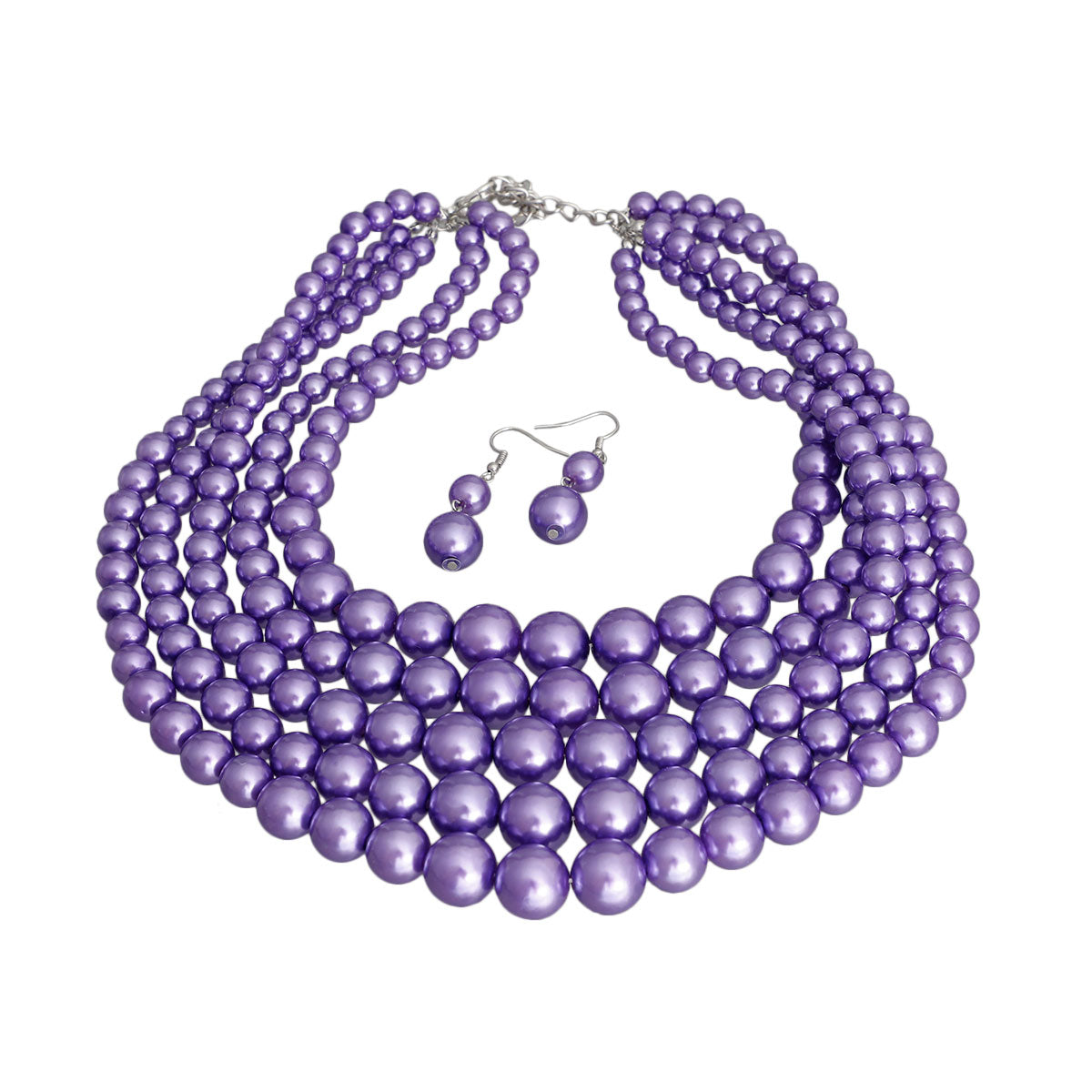 Lavender Pearl 5 Strand Necklace