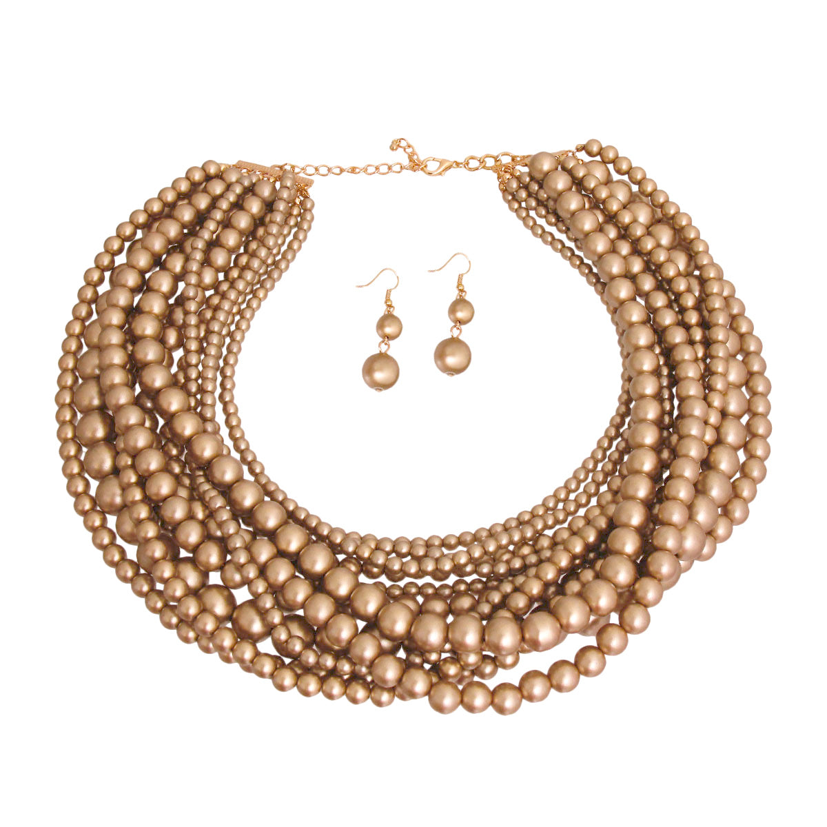 Gold Pearl 12 Strand Necklace