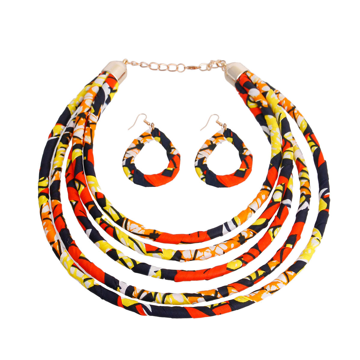 Orange Tribal Layered Rope Collar