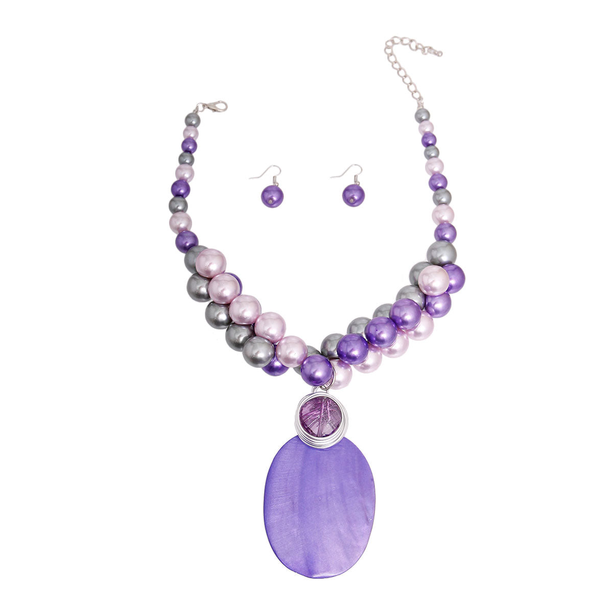 Purple Pearl and Shell Necklace