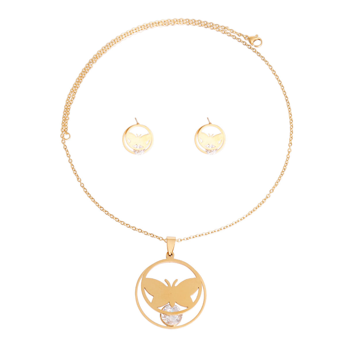 Gold Stainless Steel Butterfly Necklace